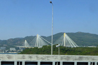 The Ting Kau Bridge connects Hong Kong to Tsing Yi Island