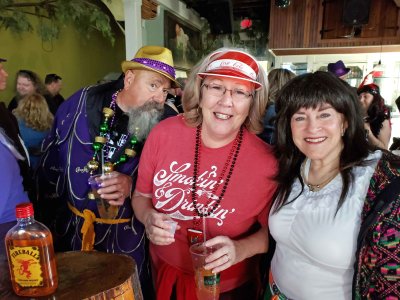 Charlie, Della, Susan at Krewe of Lil T-rock's Spectacular Speakeasy