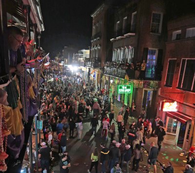 Sun Nite crowds on Bourbon Street