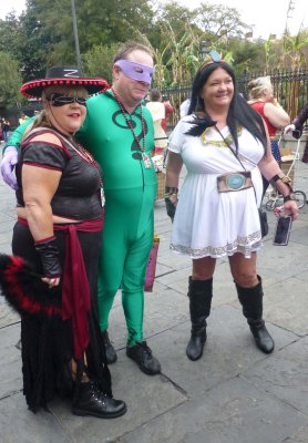 Zorro, Riddler, & Athena in Jackson Square