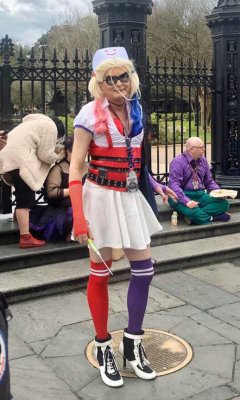 Harley Quinn in Jackson Square on Fat Tuesday