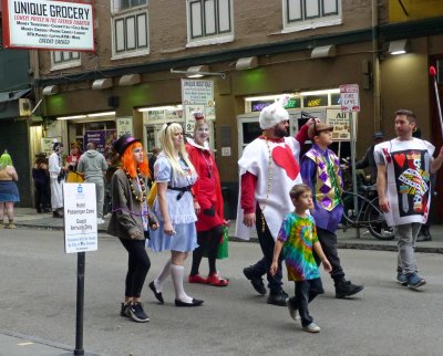 Family outing on Royal Street on Fat Tuesday
