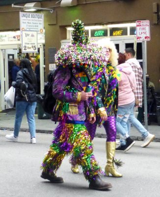 Mardi Gras colors on Royal Street on Fat Tuesday