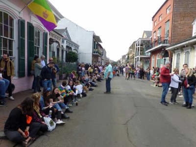 Crowds lining St. Peter St. for Krewe of Barkus