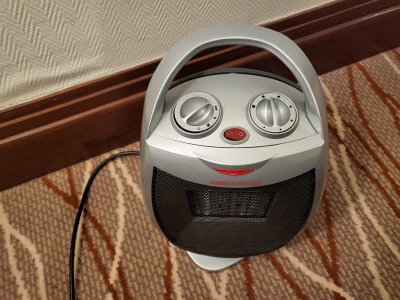 No central heat, so we got a smiley-face heater