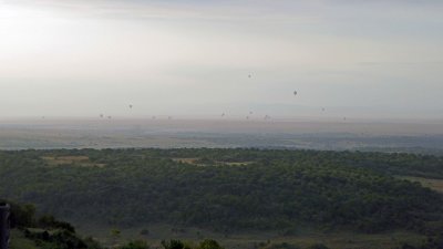Lots of hot air balloons over Maasai Mara in the early morning