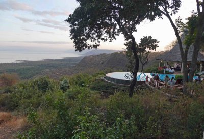 View of Pool and Lake Manyara from our room