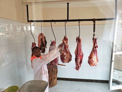 Meat market in Tanzania