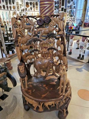Hand-carved chair in African Arts Center