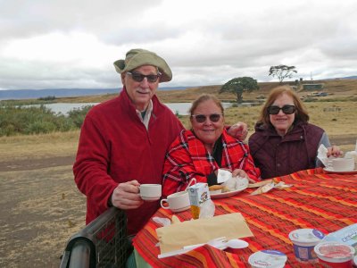 Ron, Carol & Susan at lunch in Ngorongoro