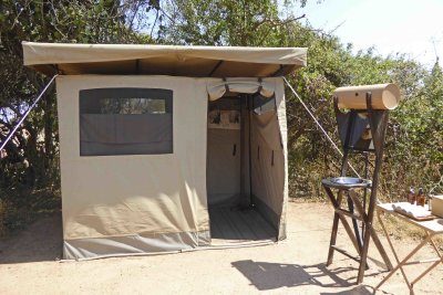 Bathroom break at an isolated tent camp in Serengeti