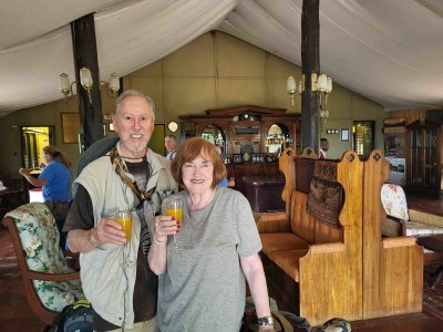 Welcome Mimosas in the Kirawira Bar Tent