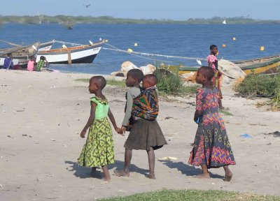 Young girls in village on Lake Victoria