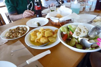 Just a few of the traditional Cretan foods for lunch