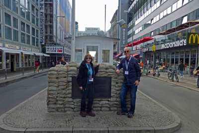 On the East German side of Checkpoint Charlie in Berlin