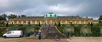 View of Sanssouci Palace from the first level of the garden terrace