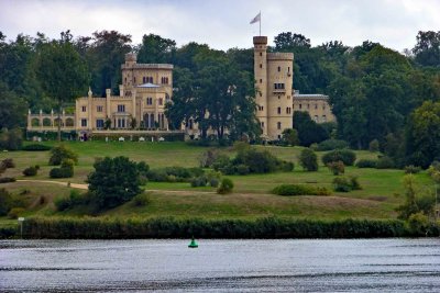 Babelsburg Palace (1836-49) on the Havel River across from Glienicke Bridge