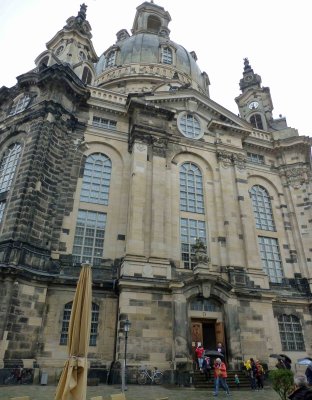  Dresden's Church of Our Lady (1743) is a Lutheran church rebuilt using 3,800 orginal stones after its destruction in WWII