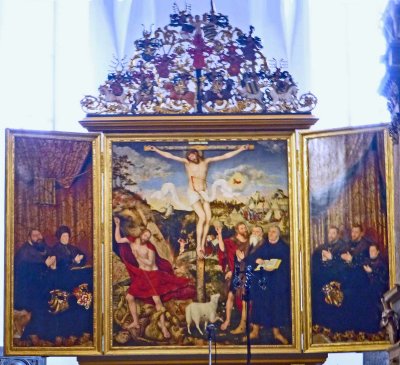 The triptych (1555) in the Church of St. Peter and Paul has been hailed as 'the single most important visual monument of German