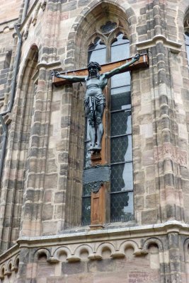 Statue on St. Sebald Church in Nuremberg