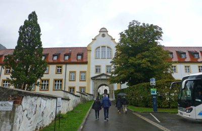 Entering Ettal Abbey (founded on 28 April 1330) in Ettal, Germany