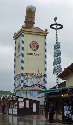 The Pulaner Festival Tower has a rotating beer mug on top