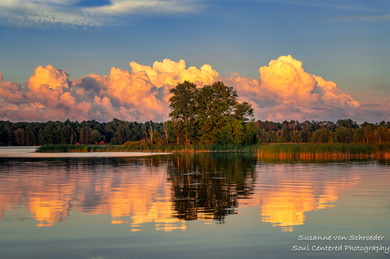 Sunset at the Chippewa Flowage - sunlit clouds in the east 2