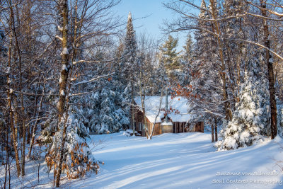 A family cabin after another snow storm