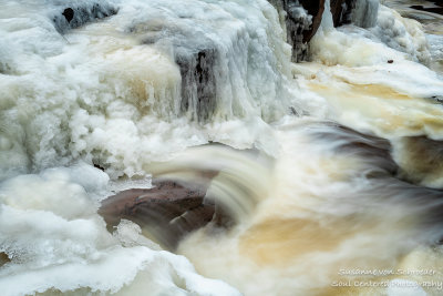Gooseberry Upper Falls, with ice, close-up