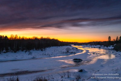 Sunset colors reflecting off the ice