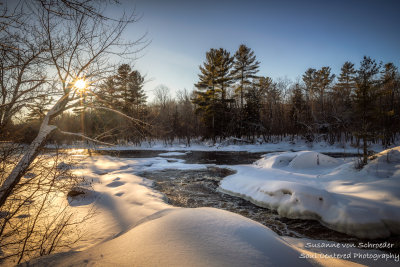 Winter scene at the Flambeau river, Wisconsin