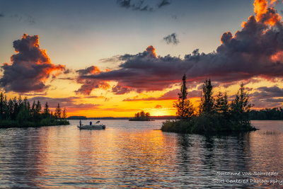 Sunset at the Chippewa Flowage - fishing boat