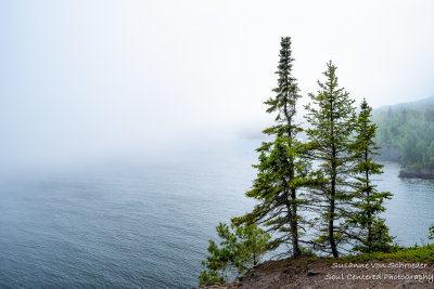 A foggy day along the shoreline of Lake Superior. View from Shovel Point at Tettegouche State park 1