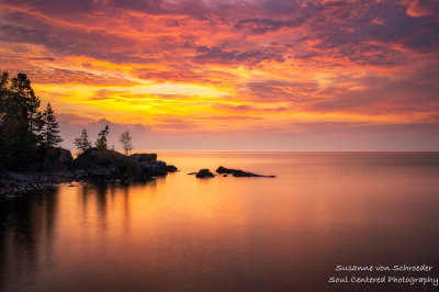 Orange colors at dawn, Lake Superior