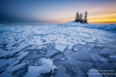 Ice covered Tombolo, blue hour mood 2