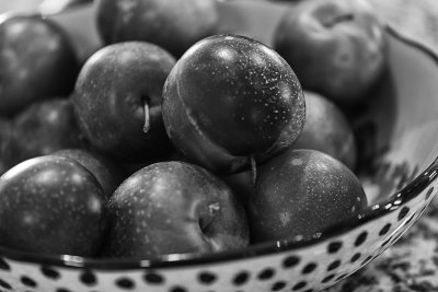 Cherry Plums in B&W