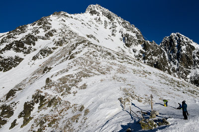 The summit of Lomnicky Peak 2634m seen from Lomnicka Pass 2190m, High Tatras