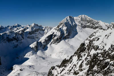 L'adovy Peak 2627m seen from the ascent of Lomnicky Peak 2634m, High Tatras
