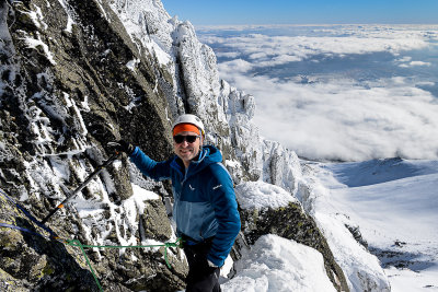 Myself climbing Lomnicky Peak 2634m, High Tatras