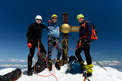 Tomek, Marcin and I on the summit of Groglockner 3798m, Hohe Tauern NP 