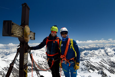 Marcin and Grzesiek on the summit of Groglockner 3798m, Hohe Tauern NP 