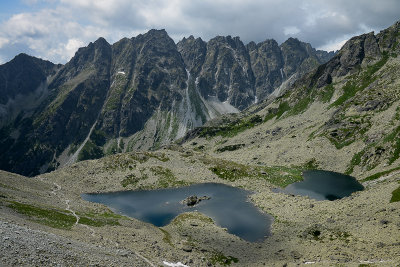 abie ples lakes 1919m in the upper Mengusovsk Valley with Satan 2421m behind, High Tatras