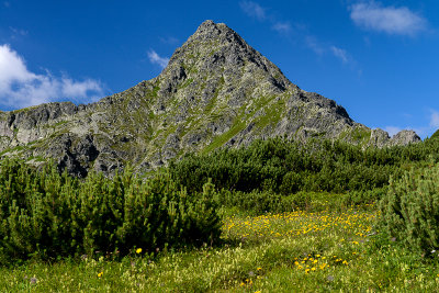 Jahnaci Peak 2230m closeup from the beginning of Med'odolský Ridge, Tatra NP