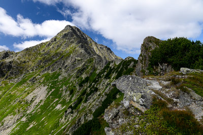 View towards Jahnaci Peak 2230m along Med'odolský Ridge, Tatra NP