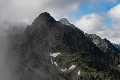 Closeup of Kolovy Peak 2418m from the summit of Jahnaci Peak 2230m, Tatra NP