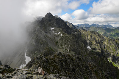 View towards Kolovy Peak 2418m from the summit of Jahnaci Peak 2230m, Tatra NP