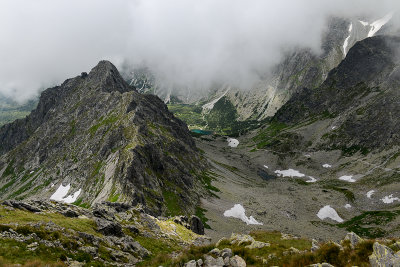 Kozi Ridge 2211m and Cervená Valley on the right seen from the summit of Jahnaci Peak 2230m, Tatra NP