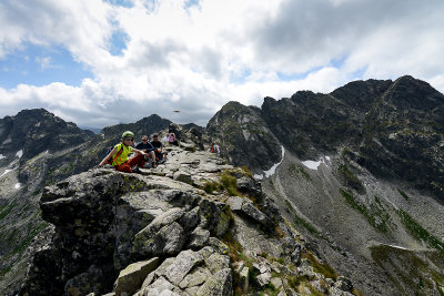 Alex on the summit of Koscielec 2155m, Swinica 2301m behind on the right, Tatra NP