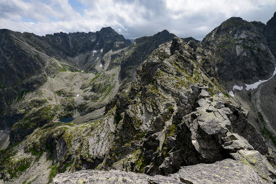 Zadni Koscielec 2162m seen from Koscielec 2155m, behind on the left Granaty Peaks 2240m and Kozi Peak 2291m, Tatra NP