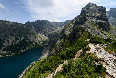 View of Koscielec 2155m and Black Lake Gasienicowy 1624m on the left from Small Koscielec, Tatra NP